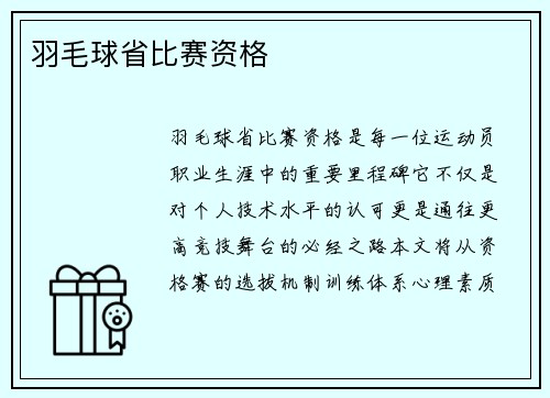 羽毛球省比赛资格
